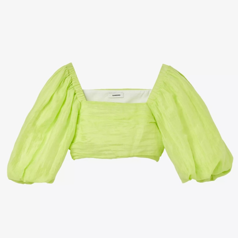 Sandro Blonville Crop Top in Anis Green Size XS - Picture 3 of 10